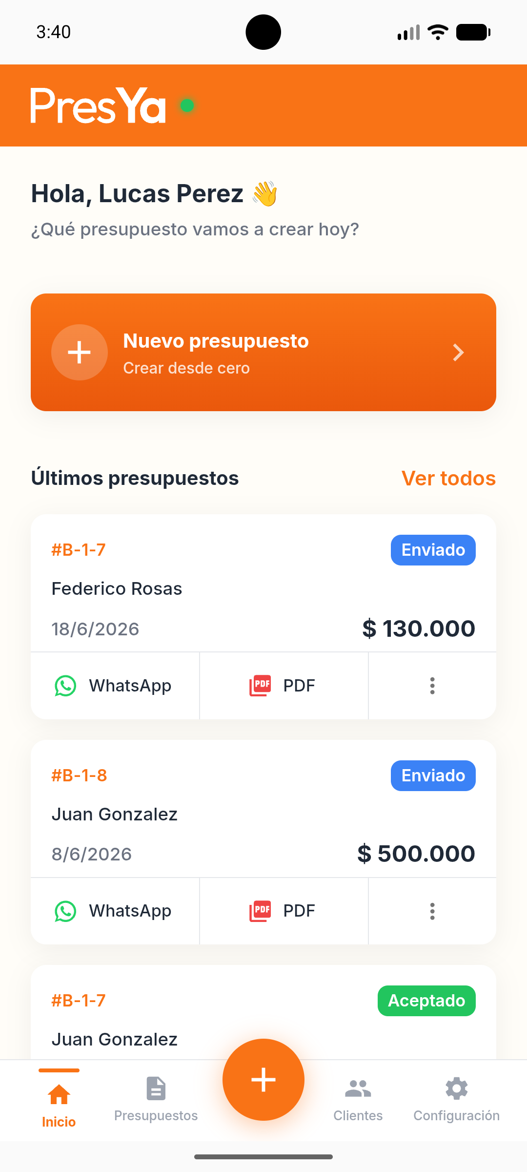Vista previa de la aplicación PresYa